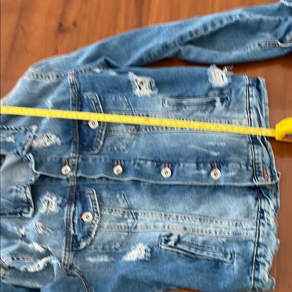 Blue Distressed Jean Jacket Relaxed Fit - Picture 8 of 11